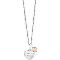 H. Samuel Sterling Silver & 9Ct Rose Gold 18" Heart Locket Necklace