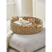 The Very Collection Large Round Seagrass Tray With Handles 50Cm