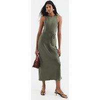 River Island Racer Bias Slip Dress - Khaki