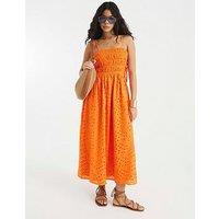 River Island Broderie Baby Doll Maxi - Orange