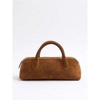 River Island East West Suede Bowler Bag - Brown