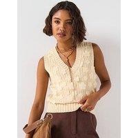 V By Very Flower Embroidered Vest - Cream