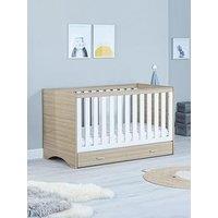Babymore Veni Cot Bed With Drawer - Oak White