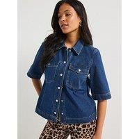 Only Short Sleeve Denim Shirt - Light Blue