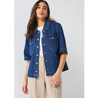Only Short Sleeve Denim Shirt - Dark Blue