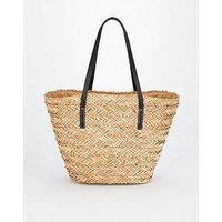 Pieces Woven Beach Shopper Bag - Brown