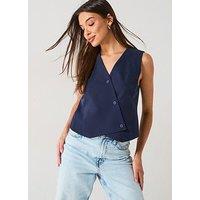 Only Asymmetric Waistcoat - Navy