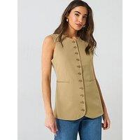 Pieces Round Neck Waistcoat - Sand
