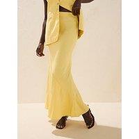 Rouge High Rise Midi Skirt - Yellow