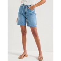 Vero Moda Mid Rise Bermuda Denim Shorts - Blue