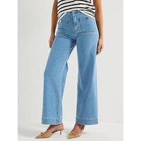 Only High Waist Pocket Denim Jeans - Blue