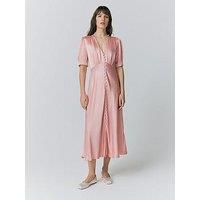 Ghost Madison Satin Button Through Dress - Light Pink