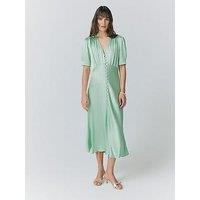 Ghost Madison Satin Button Through Dress - Mint Green