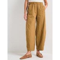 V By Very Cotton Soft Barrel Leg Trousers - Light Beige