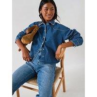 V By Very Rodeo Embroidery Denim Shirt - Dark Wash