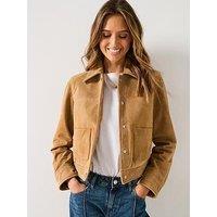 Mango Suede Pocket Jacket - Brown