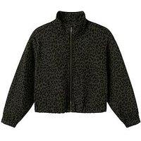 Name It Girls Leopard Print Zip Up Denim Jacket - Mockingbird Leo