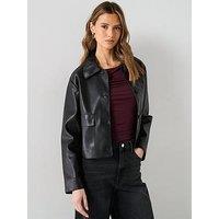 Mango Leather Effect Jacket With Pockets