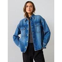 Mango Denim Overshirt Pockets - Blue