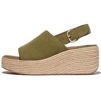 Fitflop Platfforms Wedge Espadrille Back Strap Sandal - Camo-Green