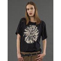 Religion Peridot T-Shirt With Embellished Sleeves - Black