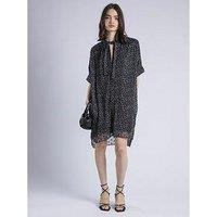 Religion Decoy Neck Tie Tunic Dress - Multi