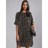 Religion Decoy Neck Tie Tunic Dress - Black