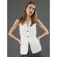 Religion Fleet Sequin Beaded Waistcoat Top - White