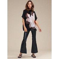 Religion Jade Floral Placement Shirt Blouse - Beige