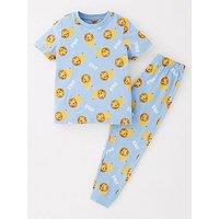 Mini V By Very Boys Safari Print Pyjama Set - Blue