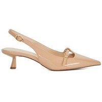 Dune London Deserving Slingback Pointed Toe Patent Court Shoe - Caramel