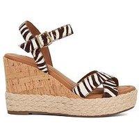Dune London Kindest Cork And Woven Wedge Sandals - Zebra