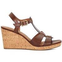 Dune London Wide Fit Kastro Plaited Cork Leather Wedge Sandals - Tan