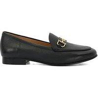 Dune London Wide Fit Glair Almond Toe Buckle Detail Loafers - Black