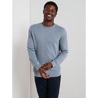 Very Man Textured Crew Neck Jumper With Wool - Light Blue