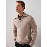 The Very Collection Chunky Soft Touch Zip Through Funnel Jumper - Beige