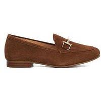 Dune London Wide Fit Glair Almond Toe Buckle Detail Loafers - Tan
