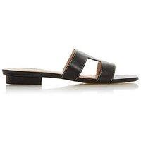 Dune London Wide Fit Loupe Leather Slider Sandals - Black