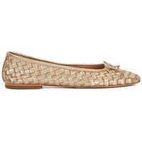 Dune London Heat Leather Woven Ballerina - Gold