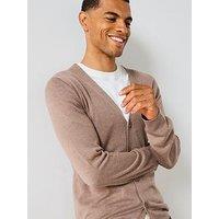 Very Man Fine Gauge Knitted Cardigan With Wool - Beige