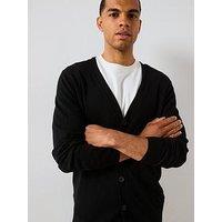 Very Man Fine Gauge Knitted Cardigan With Wool - Black