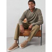 The Very Collection Pure Cotton 1/4 Zip Fisherman Jumper - Khaki