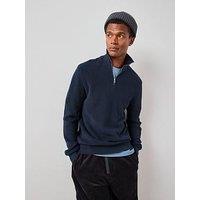 The Very Collection Pure Cotton 1/4 Zip Fisherman Jumper - Navy