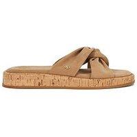 Dune London Lita Double Strap Leather Mule Sandal - Sand