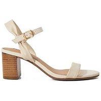 Dune London Wide Fit Jaliz Leather Block Heeled Sandals - Ecru