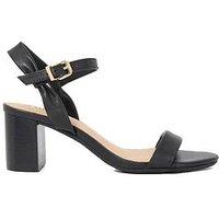 Dune London Wide Fit Jaliz Leather Block Heeled Sandals - Black