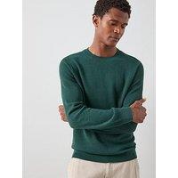The Very Collection Textured Crew Neck Jumper With Wool - Dark Green