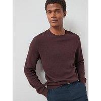 The Very Collection Textured Crew Neck Jumper With Wool - Burgundy