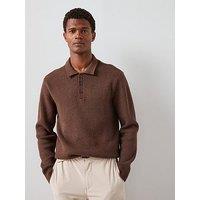The Very Collection Chunky Soft Touch Knitted Polo - Brown
