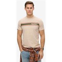 Superdry Venue Logo Stripe Relaxed T-Shirt - Beige